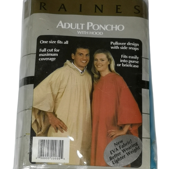 Raines Adult Poncho with Hood One Size  with Side Snaps  Blue  New - Picture 4 of 4